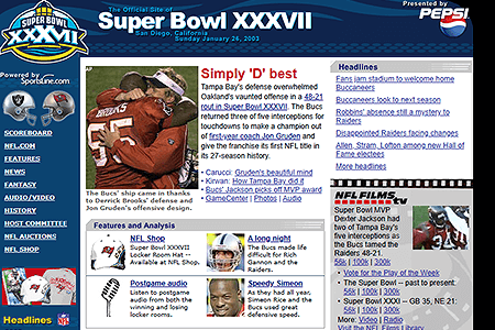 SuperBowl.com website in 2003