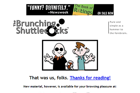 The Brunching Shuttlecocks website in 2003