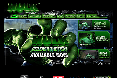 The Hulk Games flash website in 2003