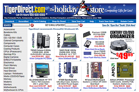 TigerDirect website in 2003