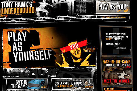 Tony Hawk’s Underground flash website in 2003