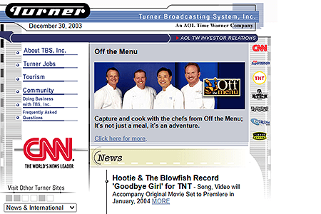 Turner website in 2003