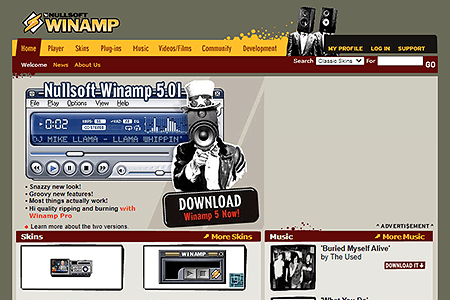 Winamp website in 2003