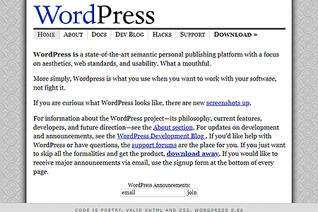 WordPress website in 2003