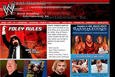 WWE website in 2003