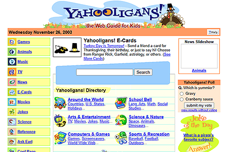 Yahooligans! website in 2003