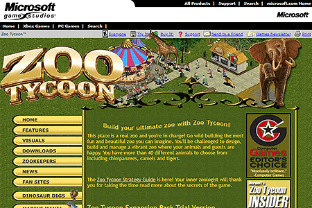 Zoo Tycoon website in 2003