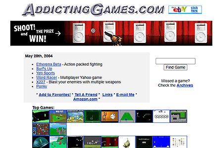 Addicting Games website in 2004