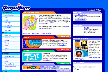 Angelfire website in 2004