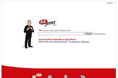 Ask Jeeves website in 2004