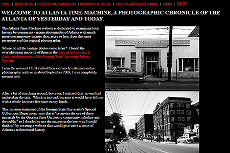 Atlanta Time Machine website in 2004
