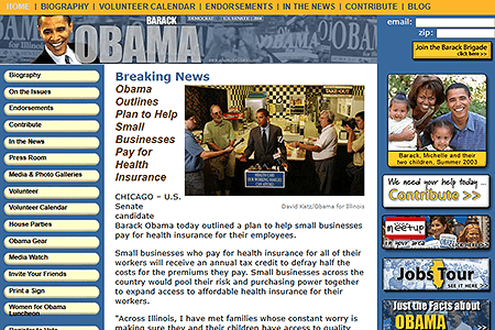 Barack Obama website in 2004