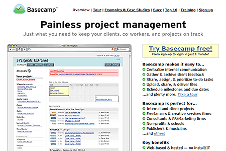 Basecamp website in 2004