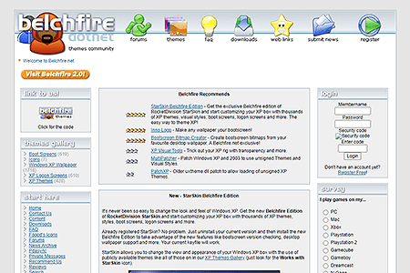 Belchfire.net website in 2004