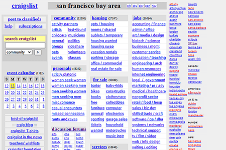 Craigslist website in 2004