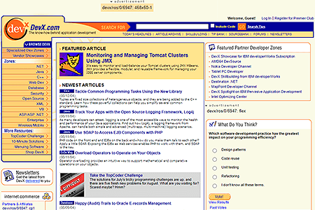 DevX website in 2004