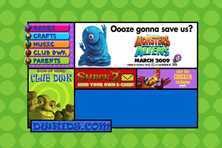 DreamWorks Kids flash website in 2004