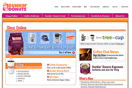 Dunkin' Donuts website in 2004