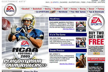 EA Sports website in 2000