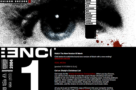Eminem website in 2004