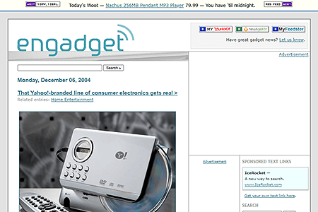 Engadget website in 2004