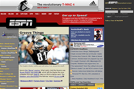 ESPN website in 2004