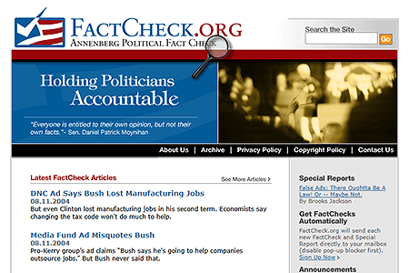 FactCheck.org website in 2004
