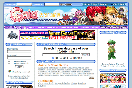 Gaia Online website in 2004