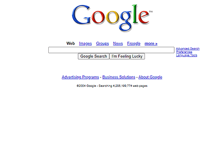 Google website in 2004