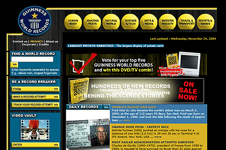 Guinness World Records website in 2004