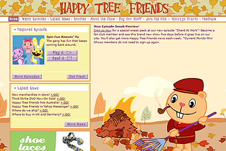 Happy Tree Friends website in 2004