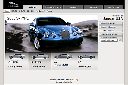 Jaguar Cars USA website in 2004