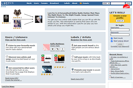 Last.FM website in 2004