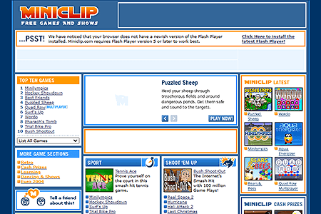 MiniClip website in 2004