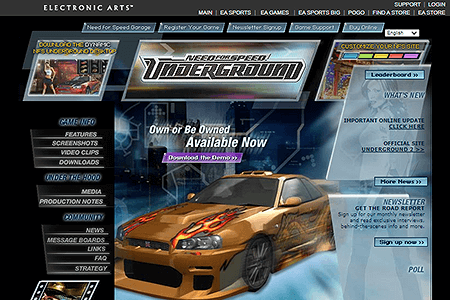 Need for Speed Underground website in 2006