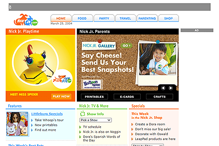 Nick Jr. website in 2004