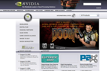NVIDIA website in 2004