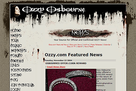 Ozzy Osbourne website in 2004