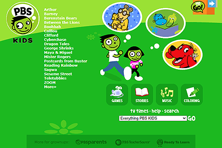 PBS Kids website in 2004