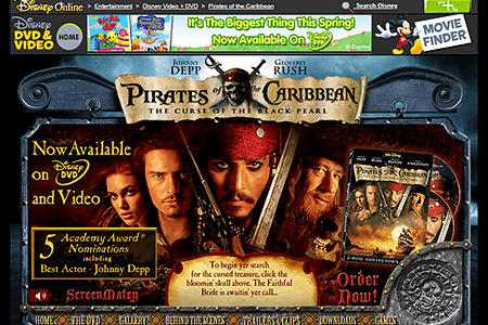 Pirates of the Caribbean flash website in 2004