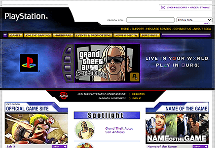 Playstation website in 2004