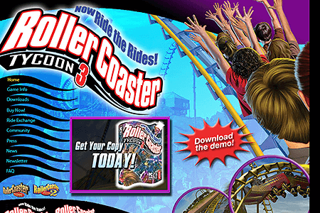 RollerCoaster Tycoon 3 website in 2004