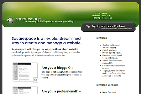 Squarespace website in 2004