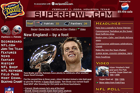SuperBowl.com website in 2004