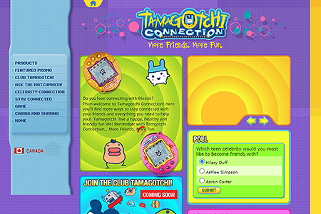 Tamagotchi Connections website in 2004