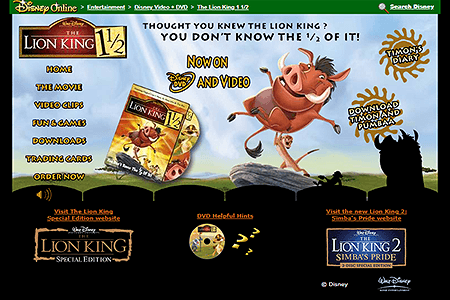 The Lion King 1½ flash website in 2004