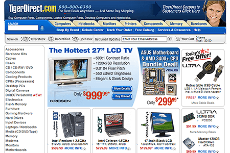 TigerDirect website in 2004