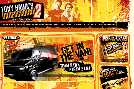 Tony Hawk's Underground 2 flash website in 2004