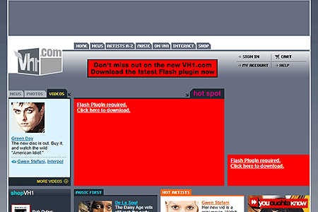 VH1 website in 2004