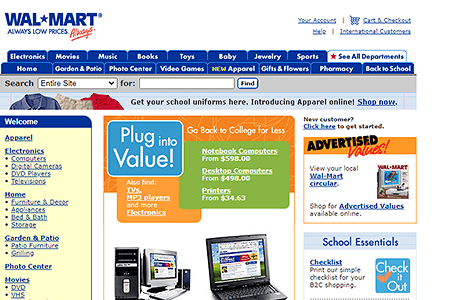 Walmart website in 2004